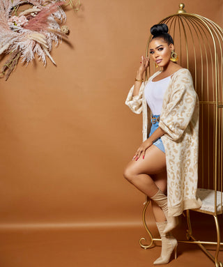 On her Game cardigan