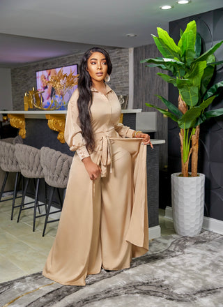 LUXURY SATIN SHIRT AND PANTS SET (BLUE )