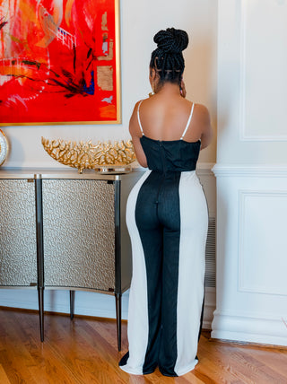 BAGHEL BLACK WHITE JUMPSUIT