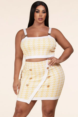 Yellow Houndstooth print set